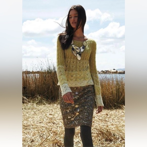 $298 Anthropologie MOULINETTE SOEURS wool Beaded Felt Pencil Skirt Size 6 - Picture 2 of 7